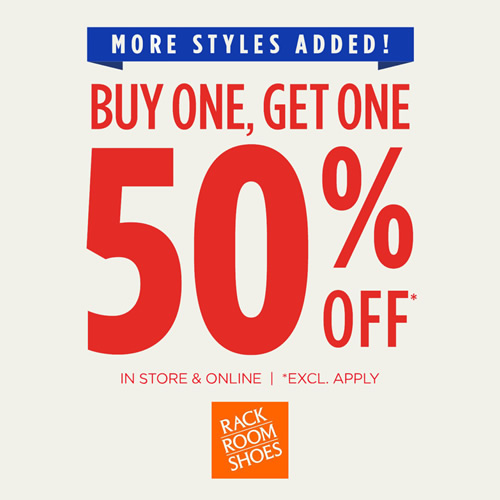 Rack Room Shoes - Buy One Get One 50% Off